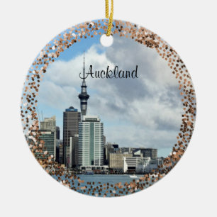 Décoration En Céramique Paysage urbain d'Auckland, étiqueté