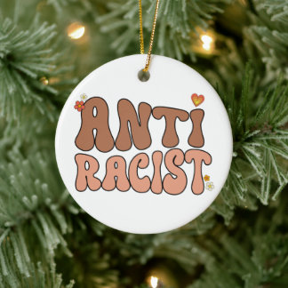 Décoration En Céramique Peace Love et Anti-Raciste
