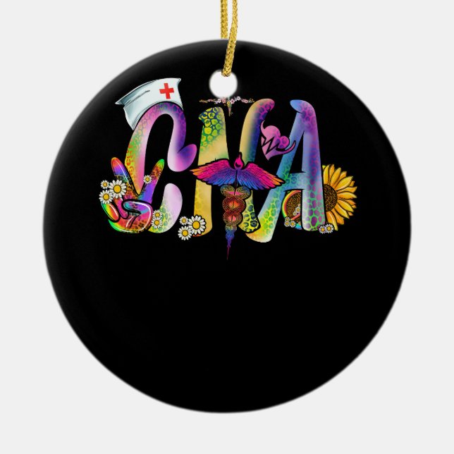 Décoration En Céramique Peace Love Infirmière certifiée AIIC Infirmière L (Devant)