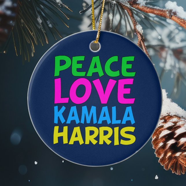 Décoration En Céramique Peace Love Kamala Harris Christmas (Créateur téléchargé)