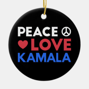 Décoration En Céramique Peace Love Kamala I - Kamala Harris Pour Président