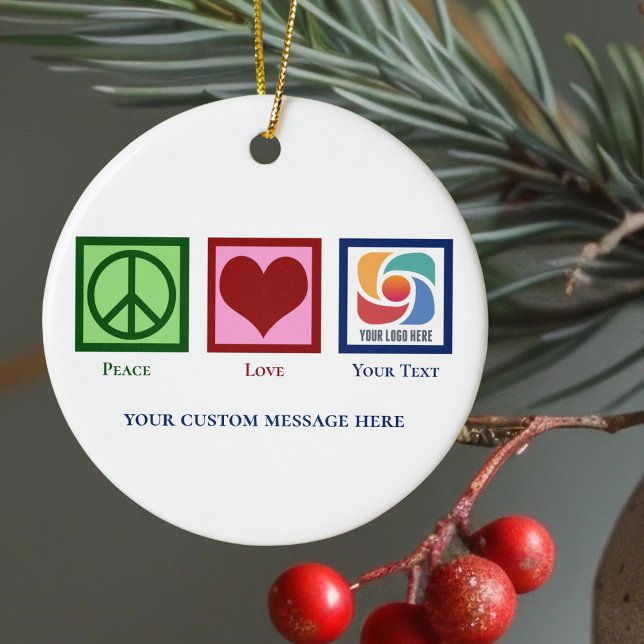 Décoration En Céramique Peace Love Logo d'entreprise Noël personnalisé (Créateur téléchargé)