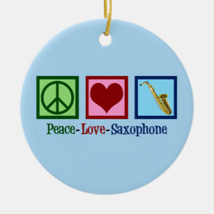 Décoration En Céramique Peace Love Saxophone