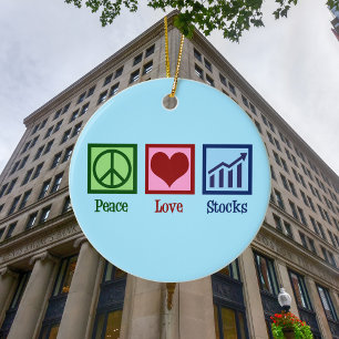 Décoration En Céramique Peace Love Stock Blue Stock Broker