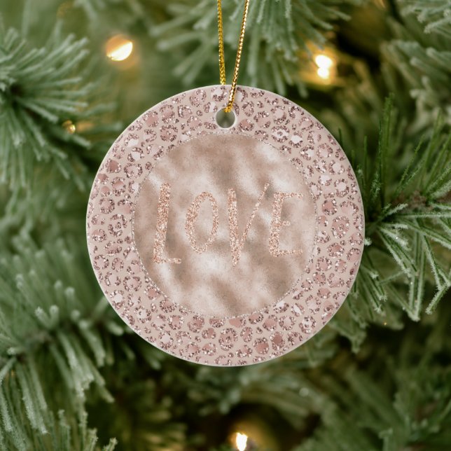 Décoration En Céramique Peach Cream Blush Empreinte de léopard Parties sci (Arbre)