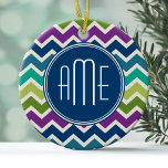 Décoration En Céramique Peacock Colors Chevron Motif Monogrammes personnal<br><div class="desc">Un design populaire avec des couleurs automnales modernes et un espace pour ajouter votre monogramme ou votre nom. Couleurs et motifs tendance pour votre téléphone. Si vous devez ajuster les monogrammes,  cliquez sur le bouton personnaliser et apporter des modifications.</div>