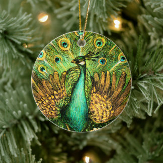 Décoration En Céramique Peacock et poulets Art nouveau néerlandais