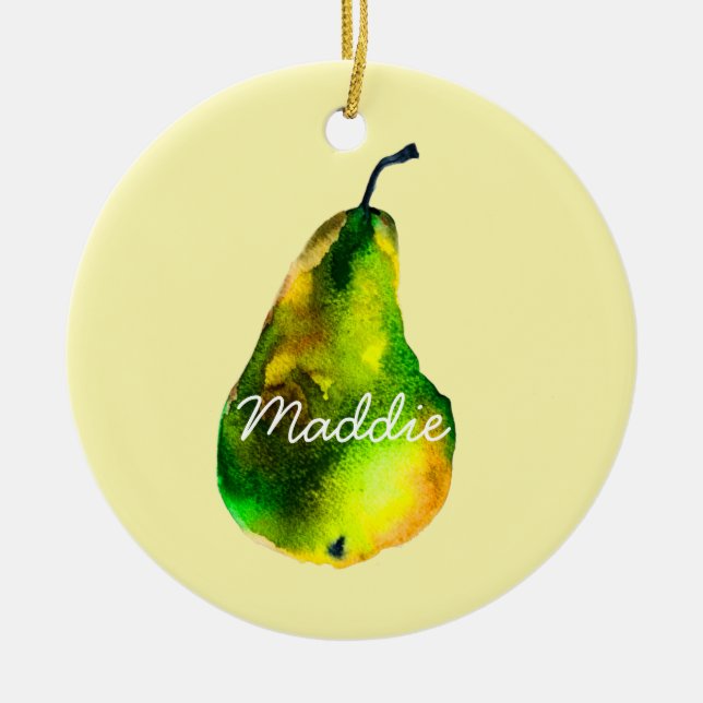 Décoration En Céramique Pear aquarelle fruit vert (Devant)