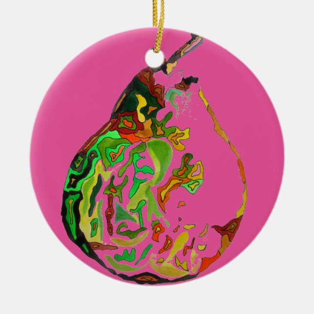 Décoration En Céramique Pear fruit pop art watercolour illustration (Devant)