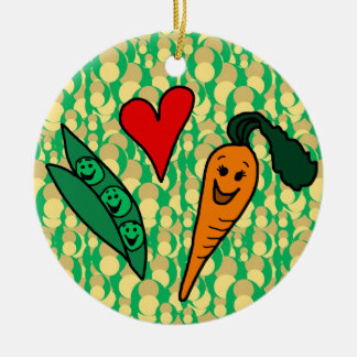 Décoration En Céramique Peas Lots Carottes, Vert et Orange Design
