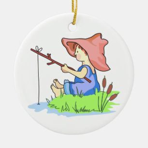 Décoration En Céramique Pêche de garçon