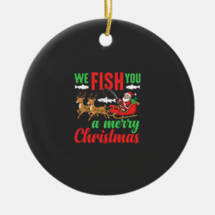 Décoration En Céramique Pêche de Noël Joyeux Poisson Vous