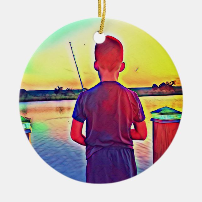 Décoration En Céramique Pêche des garçons (Devant)