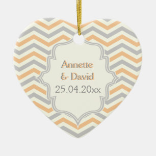 Décoration En Céramique Pêche moderne, gris, ivoire chevron motif personna