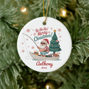 Décoration En Céramique Pêche Père Noël Noël