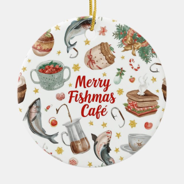 Décoration En Céramique Pêche thème de Noël (Devant)