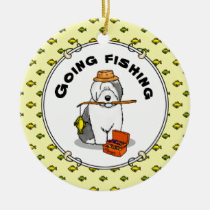Décoration En Céramique Pêcher Vieux Chien à chiens anglais (Grey 1) Migno