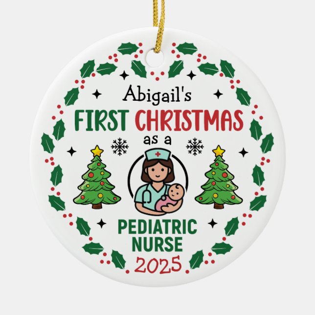 Décoration En Céramique Pediatric Nurse First Christmas Tree Personalized  (Devant)