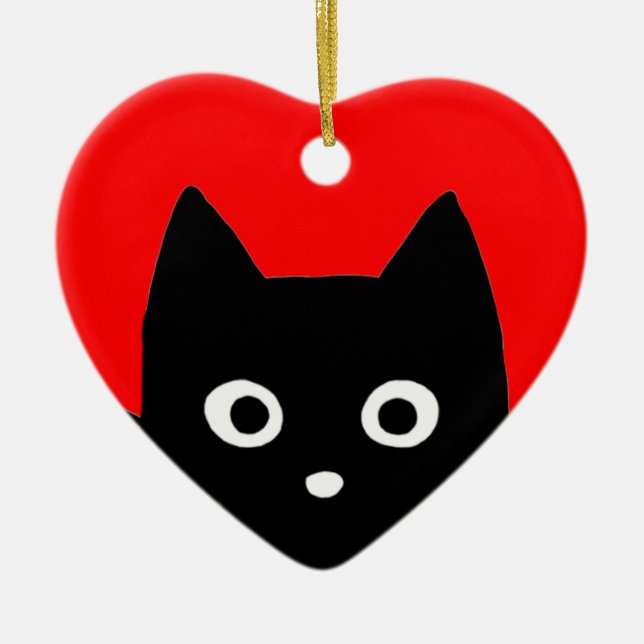 Décoration En Céramique Peeking pour chat noir | Vacances de Cute Kitty Lo (Devant)