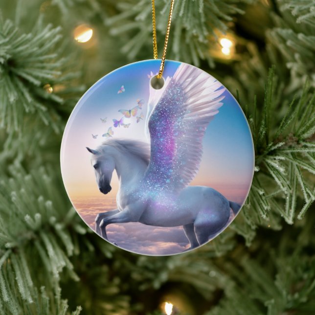 Décoration En Céramique Pégase avec arc-en-ciel (Arbre)