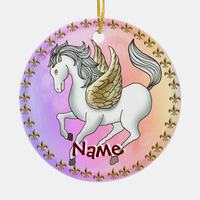 Décoration En Céramique Pegasus Unicorn en blanc (Devant)