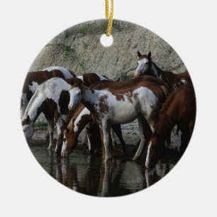 Décoration En Céramique Peignez le boire de chevaux