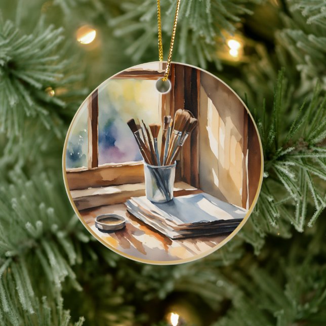 Décoration En Céramique Peinture aquarelle (Arbre)