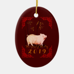 Décoration En Céramique Peinture Bambou Chinois Frame Cochon Année 2019 Ov