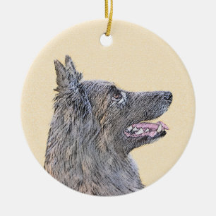 Décoration En Céramique Peinture belge Tervuren - Cute Original Chien Art