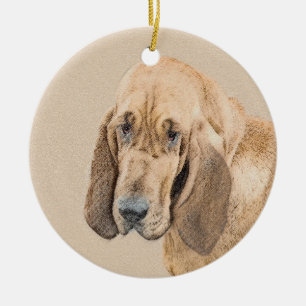 Décoration En Céramique Peinture Bloodhound - Joli Art Original de Chien