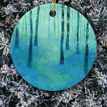 Décoration En Céramique Peinture Bluebell Woodland<br><div class="desc">Une forêt paisible pleine de bleuets au printemps. Un paysage moderne peint en bleu et vert.</div>