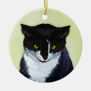 Décoration En Céramique Peinture de chat Tuxedo - Cute Original Cat Art