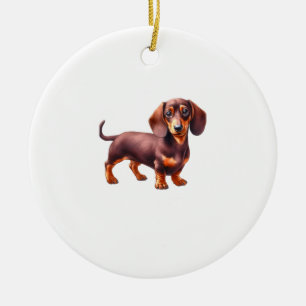 Décoration En Céramique Peinture de Dachshund - Peinture d'aquarelle de ch
