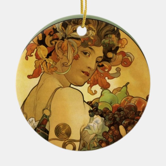 Décoration En Céramique Peinture de fruits Alphonse Mucha (Devant)