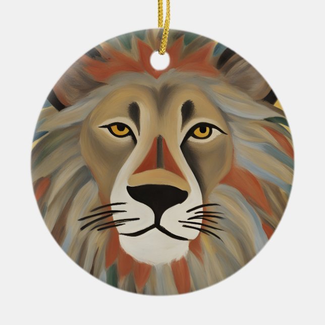 Décoration En Céramique Peinture de lion (Devant)