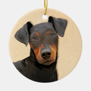 Décoration En Céramique Peinture de Manchester Terrier Art Animalier Origi