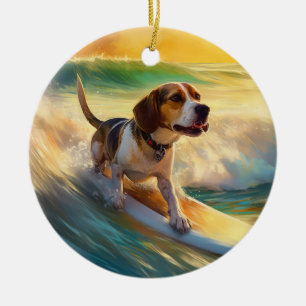 Décoration En Céramique Peinture de surf de la plage Beagle