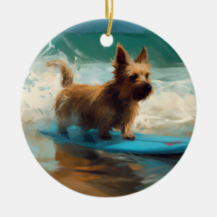 Décoration En Céramique Peinture de surf de plage de Terrier Australien