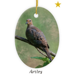 Décoration En Céramique Peinture d'oiseaux de colombe en deuil vert Année 