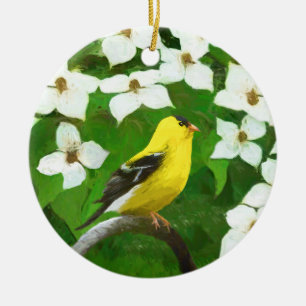 Décoration En Céramique Peinture Goldfinch - Jolie Art Original Chien
