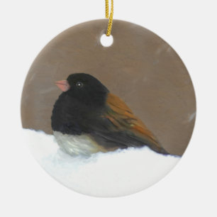 Décoration En Céramique Peinture Junco foncée - Art original pour oiseaux