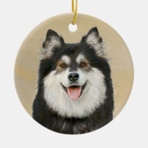 Décoration En Céramique Peinture Lapphund Finlandaise - Joli art original