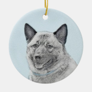 Décoration En Céramique Peinture norvégienne Elkhound - Art original Chien
