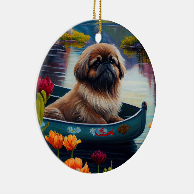 Décoration En Céramique Pekingese sur une pagaie : une aventure Pittoresqu (Droite)