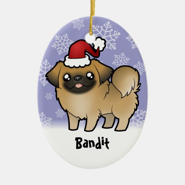 Décoration En Céramique Pékinois de Noël (coupe chiot) (Devant)