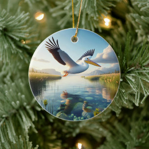 Décoration En Céramique Pélican Blanc Américain Souvenir
