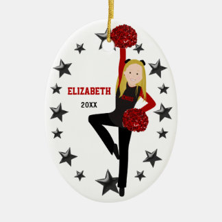 Décoration En Céramique Peloton blond de Pom en noir et rouge