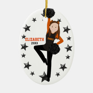 Décoration En Céramique Peloton de Pom de brune orange et noir