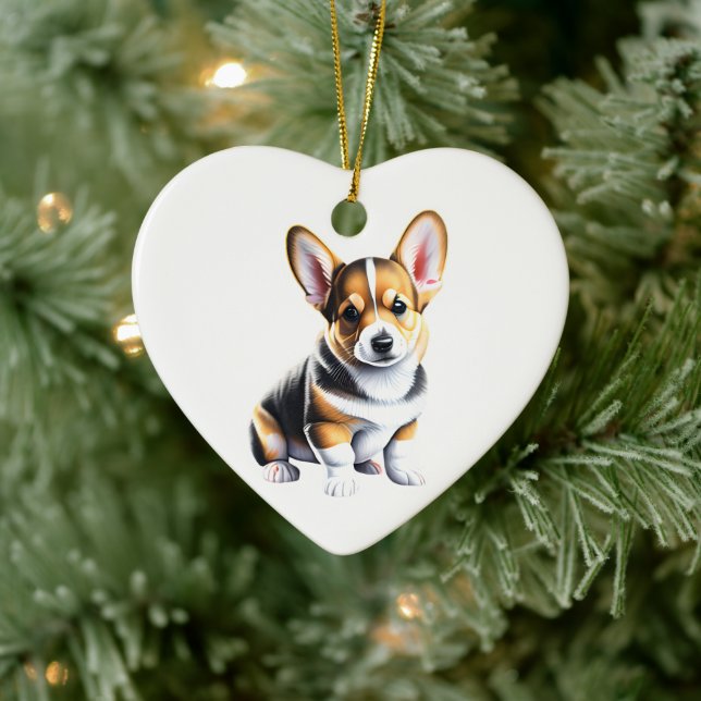 Décoration En Céramique Pembroke Welsh Corgi Puppy (Arbre)