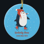 Décoration En Céramique Penguin Ice Skating Christmas Snowy Winter Holiday<br><div class="desc">Cute cartoon animal ornament for kids and children. Perfect for first Christmas celebration with family. You can customize the text for any occasion.</div>
